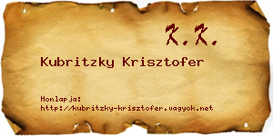 Kubritzky Krisztofer névjegykártya